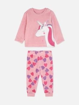 Пижама (кофта и штаны) плюшевая розовая Единорог Primark 86см (400012337)