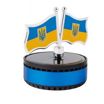 Ароматизатор в машину на панель Флаг Украины на солнечной батарее - крутящийся освежитель на торпеду
