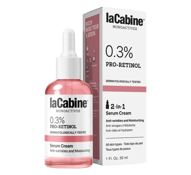 Увлажняющая крем-сыворотка против морщин кожи лица MONOACTIVES 0.3% PRO-RETINOL SERUM-CREAM LaCabine 30 мл