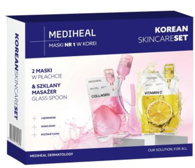 Zestaw do pielęgnacji twarzy Mediheal Maseczki w płachcie 2 x 24 ml + Szklany masażer (5908450721658)