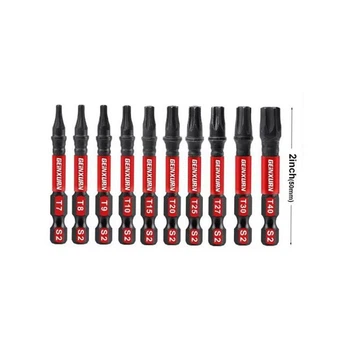 Набор бит звездочка Torx S2 (11 шт) T7-T40 для ремонта техники и авто, 50мм