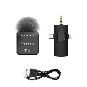 Беспроводной микрофон Earldom ET-MC12 для телефона с Bluetooth 5.2 и дальностью передачи 25 м для записи звука