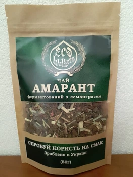 Чай EcoWalkers «Амарант ферментированный с лемонграссом» (амарант лёгкой ферментации) (EW38-T-AMLG-50G)