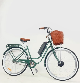 Электровелосипед Dorozhnik Retro 26" (500W 36V 18Ah) Зеленый с корзиной