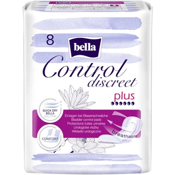 Жіночі урологічні прокладки Bella Control Discreet Plus (6 крапель) 8 шт.
