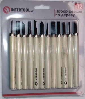 Набор фигурных резцов-стамесок по дереву 12шт INTERTOOL (21242196)