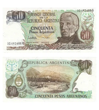 Банкнота 50 песо Аргентина 1983 - 1985 рік UNC