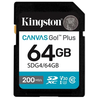 Карта пам'яті Kingston SD 64GB C10 UHS-I U3 V30 R200MB/s (SDG4/64GB)