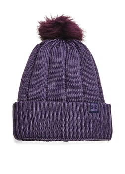 Шапки under armour Around Town CGI Beanie фіолетова тепла зимова one size в'язана з помпоном