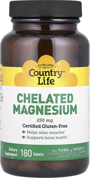 Магній хелатний Country Life Chelated Magnesium 250 мг 180 таблеток (015794026860)