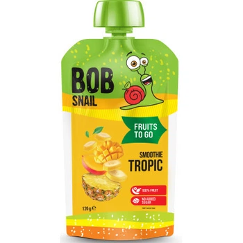 2шт, Детское пюре Bob Snail Улитка Боб Смузи Банан, Ананас и Манго 120 г (4820219346388)