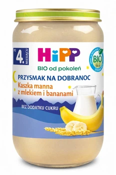 Дитяче пюре HiPP BIO манна каша з молоком і бананами «На добраніч» з 4 місяців, 190 г