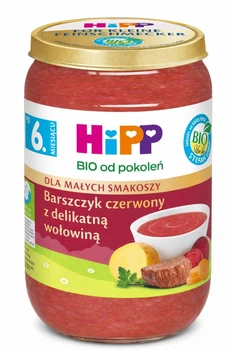 Пюре дитяче HiPP BIO Червоний борщ з ніжною яловичиною, з 6 місяців, 190 г