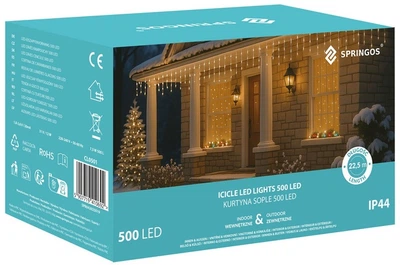 Lampki Springos Kurtyna Sople 500 LED 20 m (5907719410692)