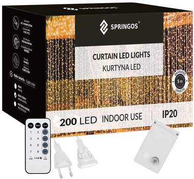 Lampki choinkowe Springos Kurtyna 200 LED 3 m (5907719442471)
