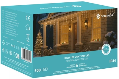 Світлова гірлянда Springos Завіса Бурульки 500 LED 20 м (5907719412627)