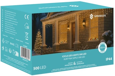 Lampki Springos Kurtyna Sople 500 LED 20 m (5907719464381)
