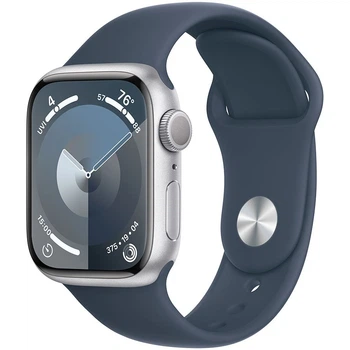 Смарт-годинник Apple Watch Series 9 GPS, 41mm, Silver, Storm Blue Sport Band, M/L (Grade C) - Б/В