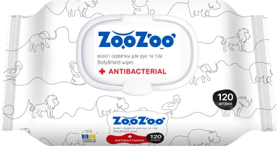 Влажные салфетки ZooZoo Антибактериальные для рук и тела 120 шт (4820183972279)