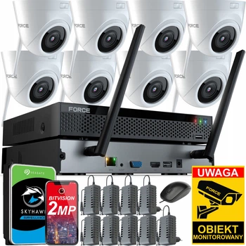 Комплект мониторинга Force Wifi 8x IP-камера 2 мпх Белый