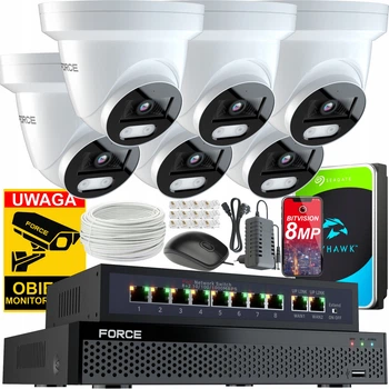 Комплект мониторинга Force 6x IP-камера 8 мп x 4K 1 тб диск переключатель POE 8 каналов