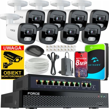 Комплект мониторинга Force 8x IP-камера 8 мп PoE Белый
