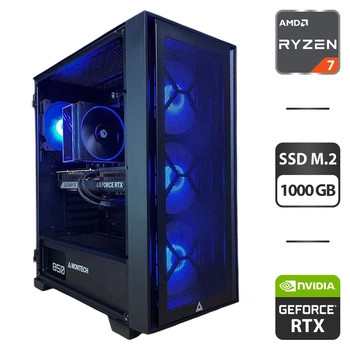 Сборка под заказ: игровой ПК Montech Air 1000 Premium Black Tower / AMD Ryzen 7 7700 (8 (16) ядер по 3.8 - 5.3 GHz) / 32 GB DDR5 / 1000 GB SSD M.2 / nVidia GeForce RTX 5070 Ti, 16 GB GDDR7, 256-bit / 850W