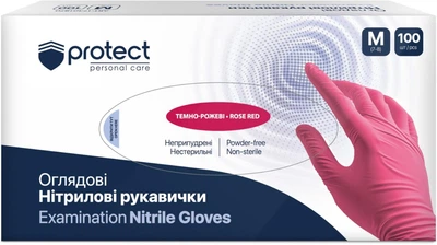 Перчатки осмотровые одноразовые Pro Service Protect Нитриловые Нестерильные Неопудренные Темно-розовые размер M 100 штук (17301970)