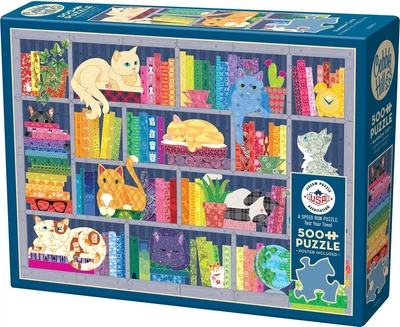 Пазл Cobble Hill Коти серед книг 500 елементів 113049 (625012450904)