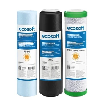 Улучшенный комплект картриджей Ecosoft 1-2-3 для фильтров обратного осмоса с функцией экономии воды (CHV3ECOAG)