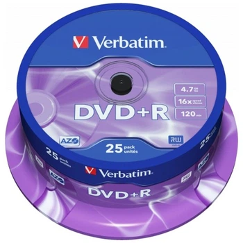 Диск DVD Verbatim 4.7Gb 16X CakeBox 25шт Silver (43500) Verbatim 43500 913033