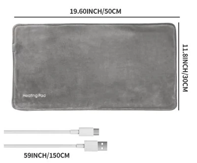 Электрическая грелка от USB Power Bank для рук и ног 30*50см, коврик с подогревом
