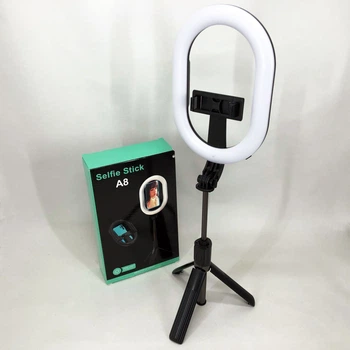 Монопод-штатив для селфі з кільцевою LED лампою Selfie Stick A8 телескопічний з пультом та Bluetooth