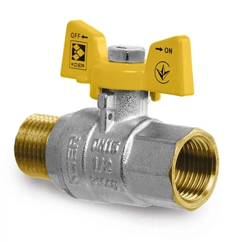 Кран кульовий Koer латунь 1/2" сталевий для газу (610925)