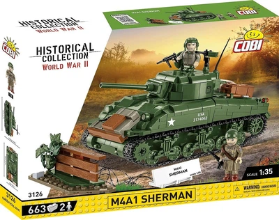 Klocki konstrukcyjne Cobi WWII M4A1 Sherman 663 elementy (5902251031268)