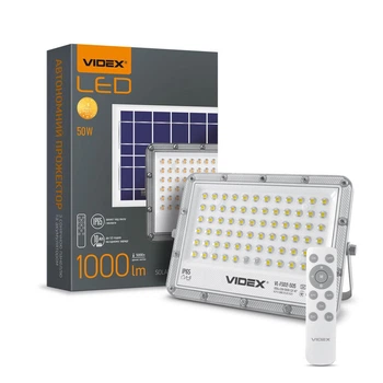 Автономный прожектор VIDEX 1000Lm 50W на солнечной батарее (LiFePO4, IP65, с пультом)