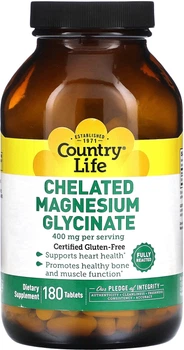 Магній хелатний гліцинат Country Life Chelated Magnesium Glycinate 400 мг 180 таблеток (015794026815)