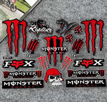 Набір Світловідбивних Наклейок «Monster Energy & Fox Racing» – Для Мото, Авто та Тюнінгу!(1 лист)