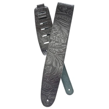 Ремень для гитары D'ADDARIO 25LE00 DELUXE LEATHER GUITAR STRAP (EMBOSSED, BLACK)