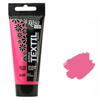 Краска акриловая для тканей ROSA Talent, 420 Розовая, 60 мл (263460420)