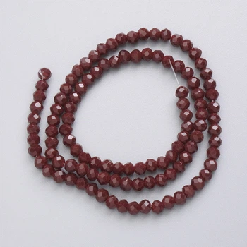 Бусины чешского кристалла на леске бордовые матовые гранёные рондели, диаметр 3,5×3 мм, длина 32 см, ida80013