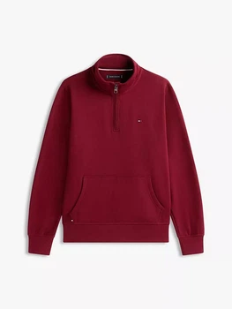 Мужская толстовка (свитшот) на четверть молнии Tommy Hilfiger на флисе, бордовый L