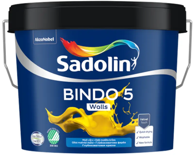 Фарба для стін емульсійна повноматова Sadolin Bindo 5 Безбарвний BC 8.37л