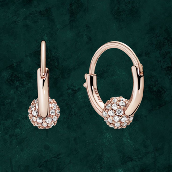 Позолочені сережки з кулькою з pavé Pandora (Пандора) 288294CZ