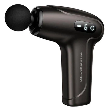 Портативний компактний ручний масажер пістолет Massage Gun Hoco для спини і всього тіла 4 в 1 чорний