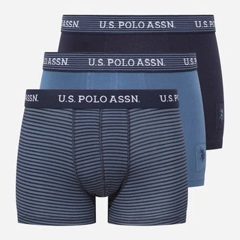 Набір трусів боксерів чоловічих US Polo Assn 80515 S 3 шт Темно-синій/Блакитний/Принтований (8680557420722)