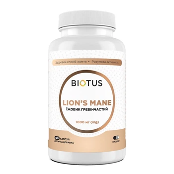 Їжак гребінчастий, Lion's Mane, Biotus, 1000 мг, 120 капсул (BIO-532009)