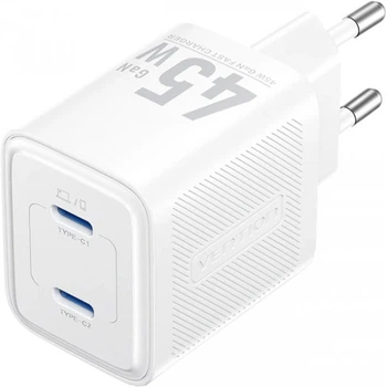 Сетевое зарядное устройство Vention FEFW0 EU White 45 Вт GaN 2 x USB C Power Delivery 3.0 QC 3.0