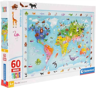Пазл Supercolor: Карта дикой природы – 60 элементов Clementoni 26072