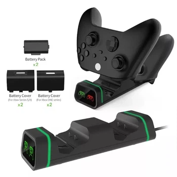 Аккумуляторные батареи Dobe и док станция для геймпадов Xbox Series X S One S 800 mAh с индикацией заряда Черный